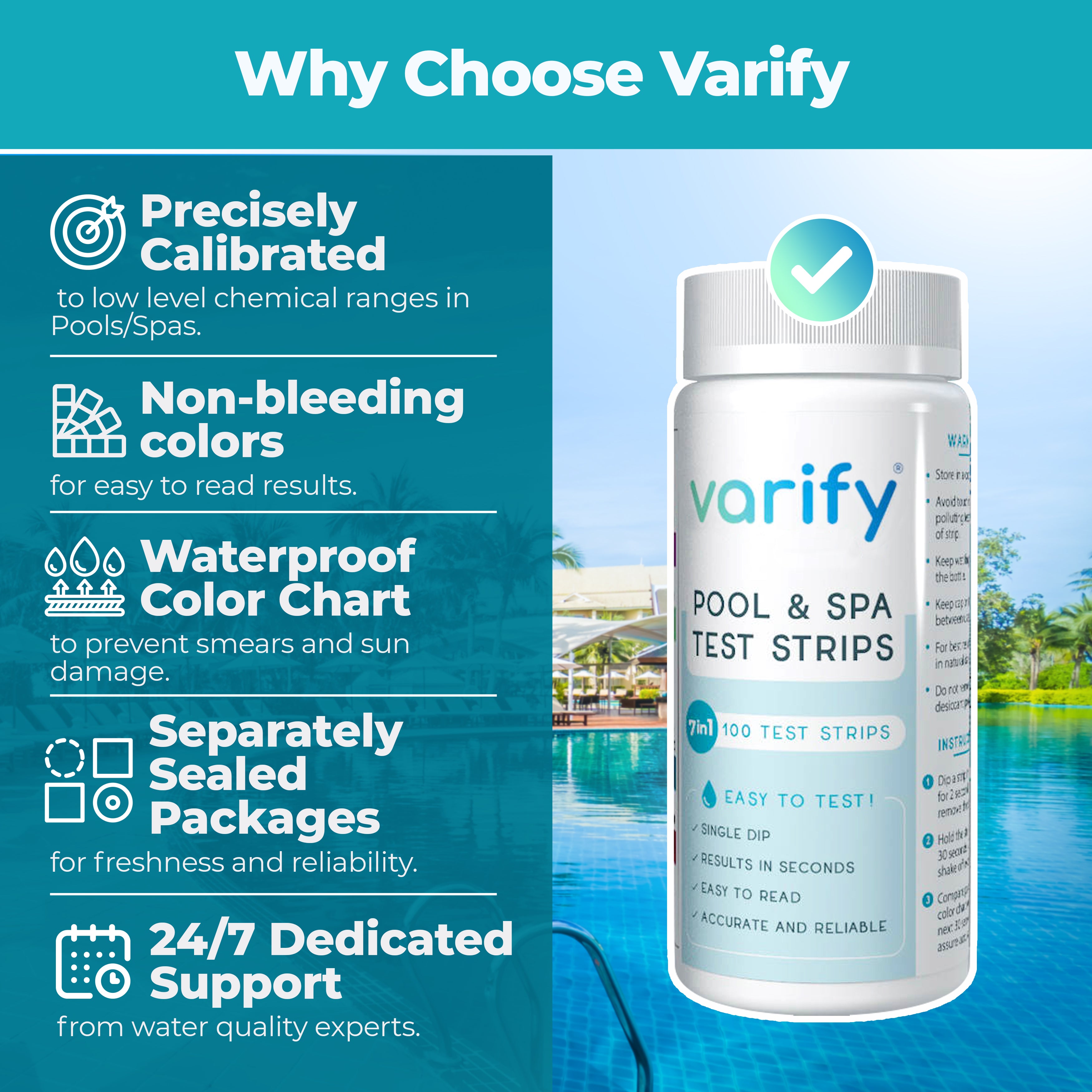 7 in 1 Pool and Spa Test Strips - 100 count